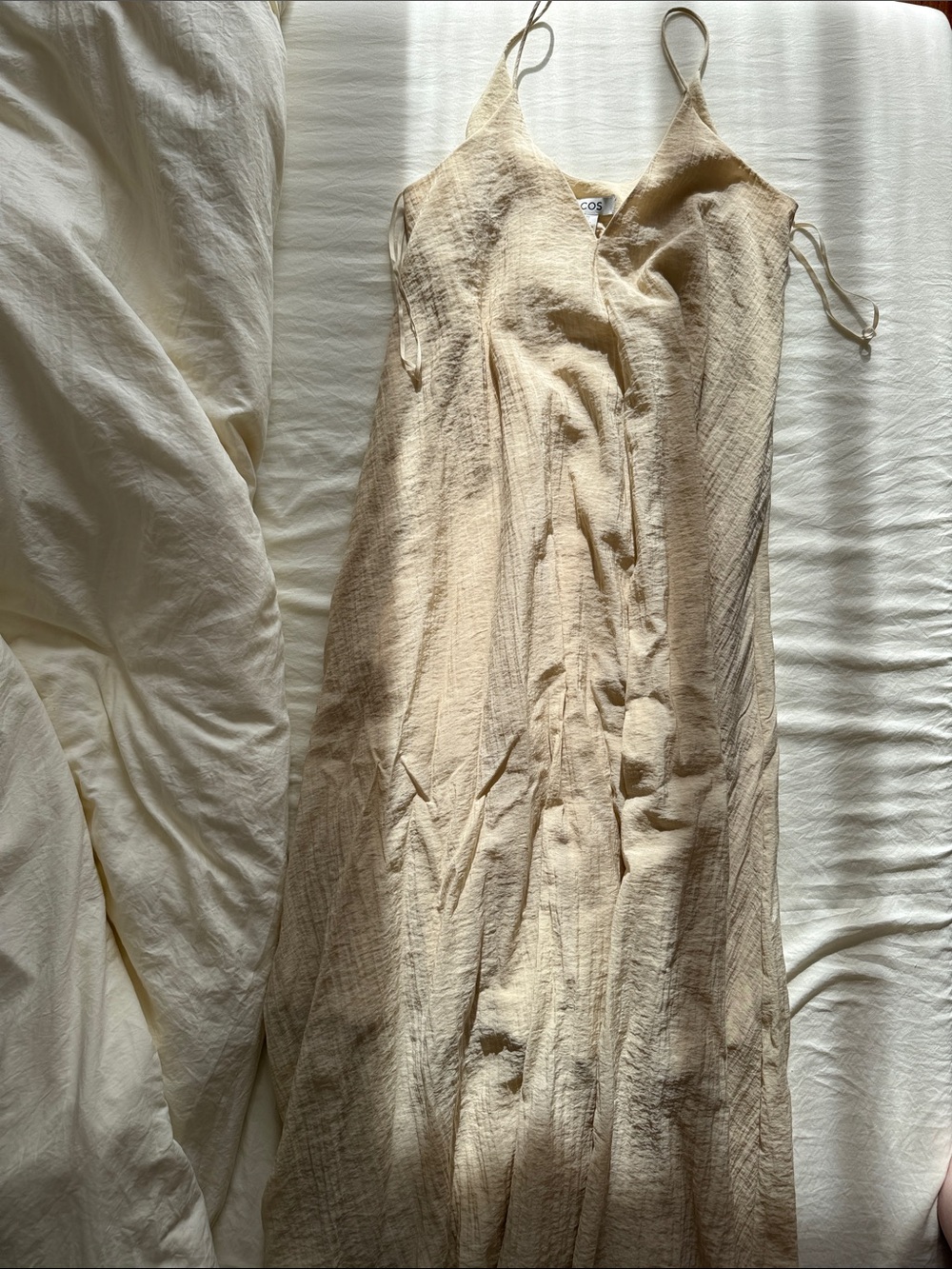 COS Beige Textured Maxi Dress with Pockets